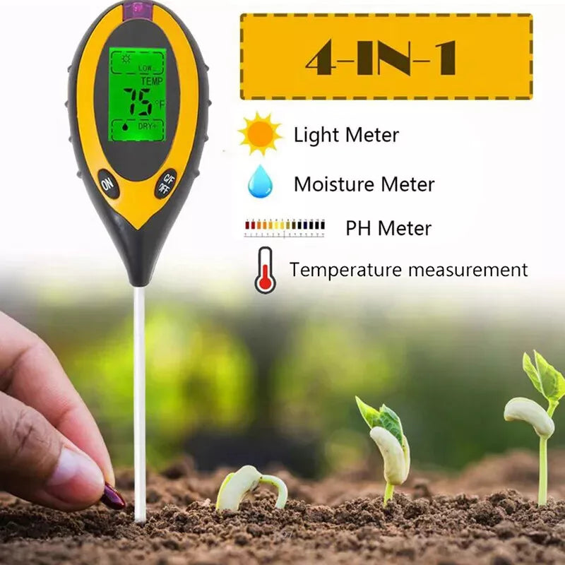 4 in 1 Digital Soil PH Tester Moisture Meter Test Kits Fits Garden Plant Lawns