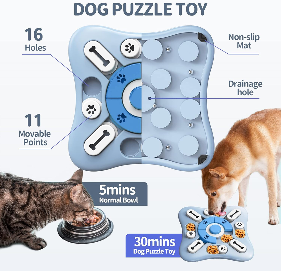 Anturnpet Dog Puzzle Toy Squeaky Treat Dispensing Dog Enrichment Toy