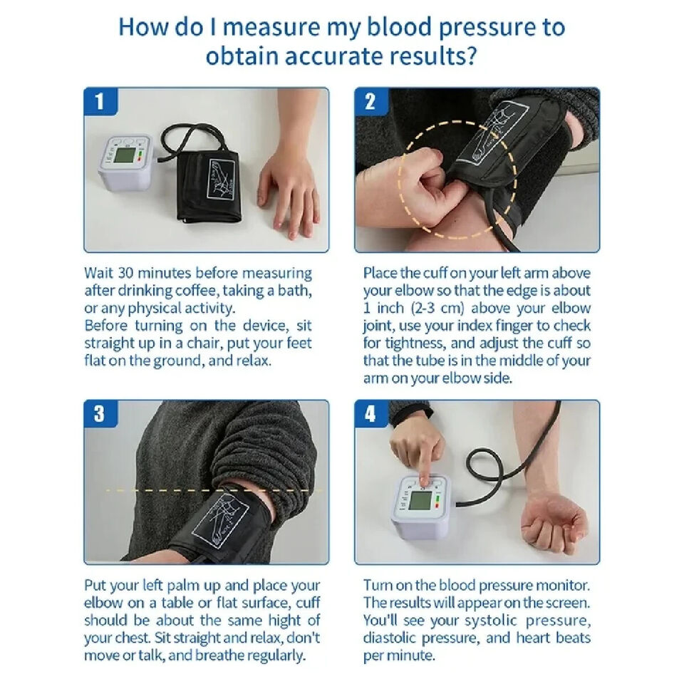 Digital Blood Pressure Monitor Upper Arm BP Machine Heart Rate Monitor Portable