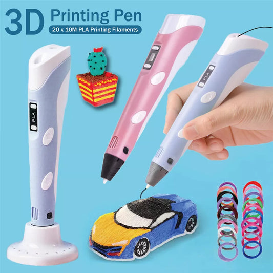 CLEARANCE- 3D Printing Pen Drawing Pen Printer LCD Screen with Free Filaments