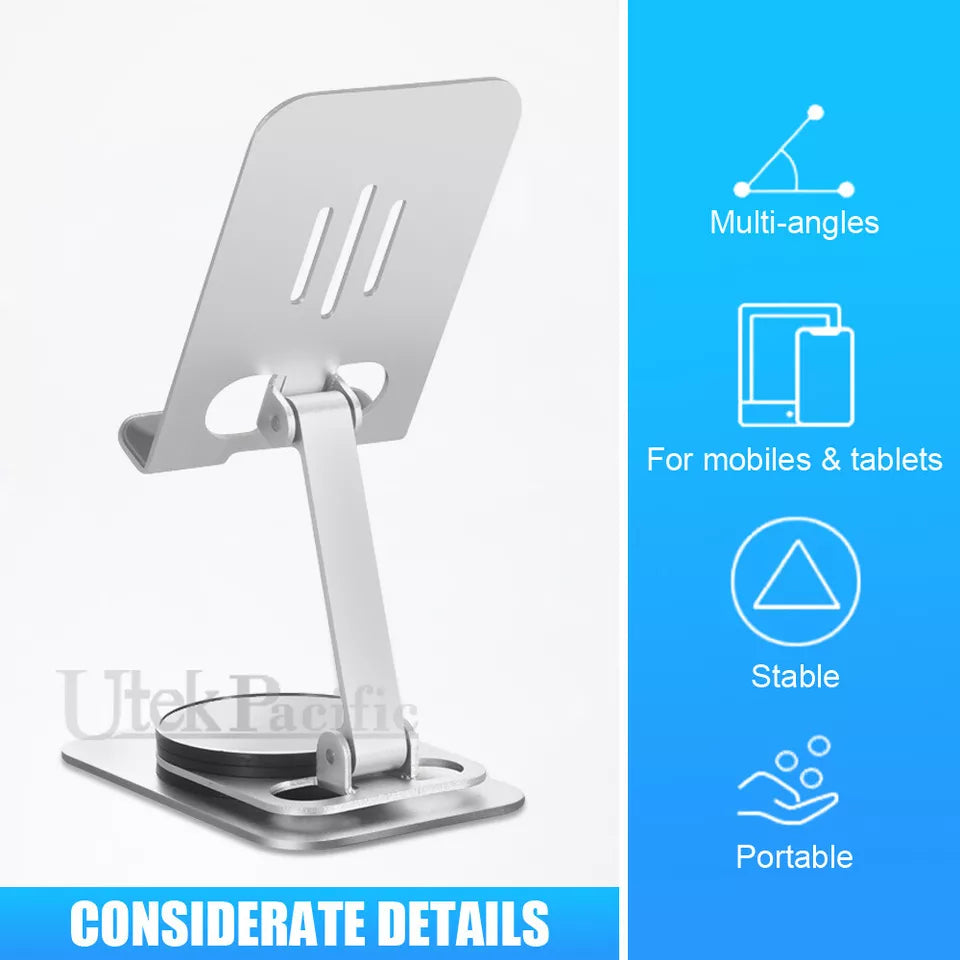 360 Rotating Adjustable Folding Desk Desktop Cell Phone Tablet Stand Holder