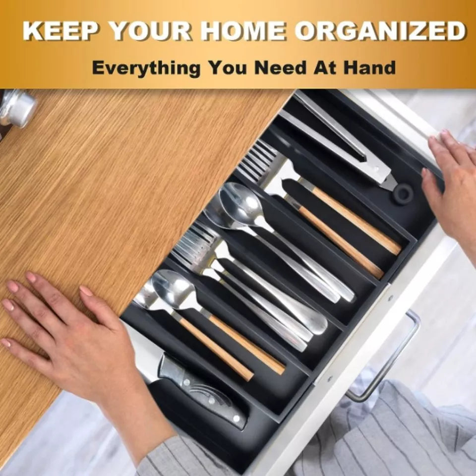 Cutlery Drawer Organiser Expandable Utensil Tray for Kitchen Adjustable Silverwa