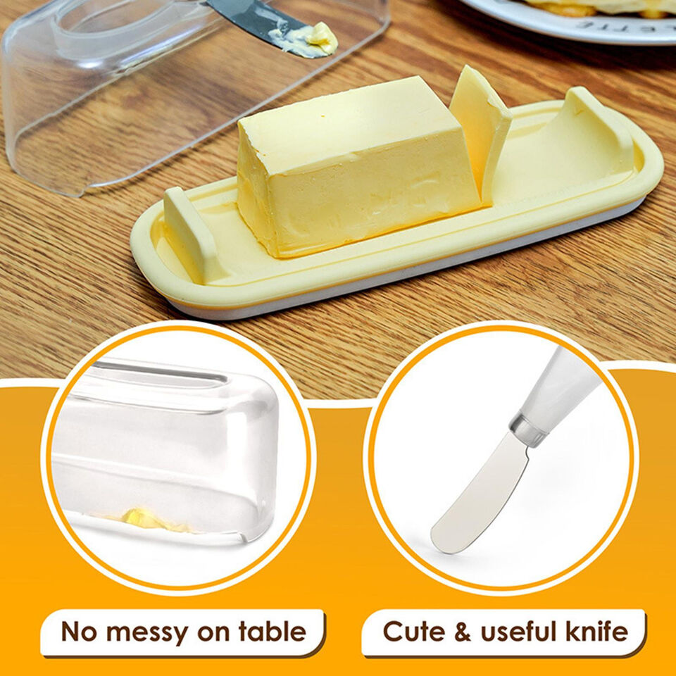 Butter Dish with Cover and Knife Set Cheese Storage Box Butter Holder Plate