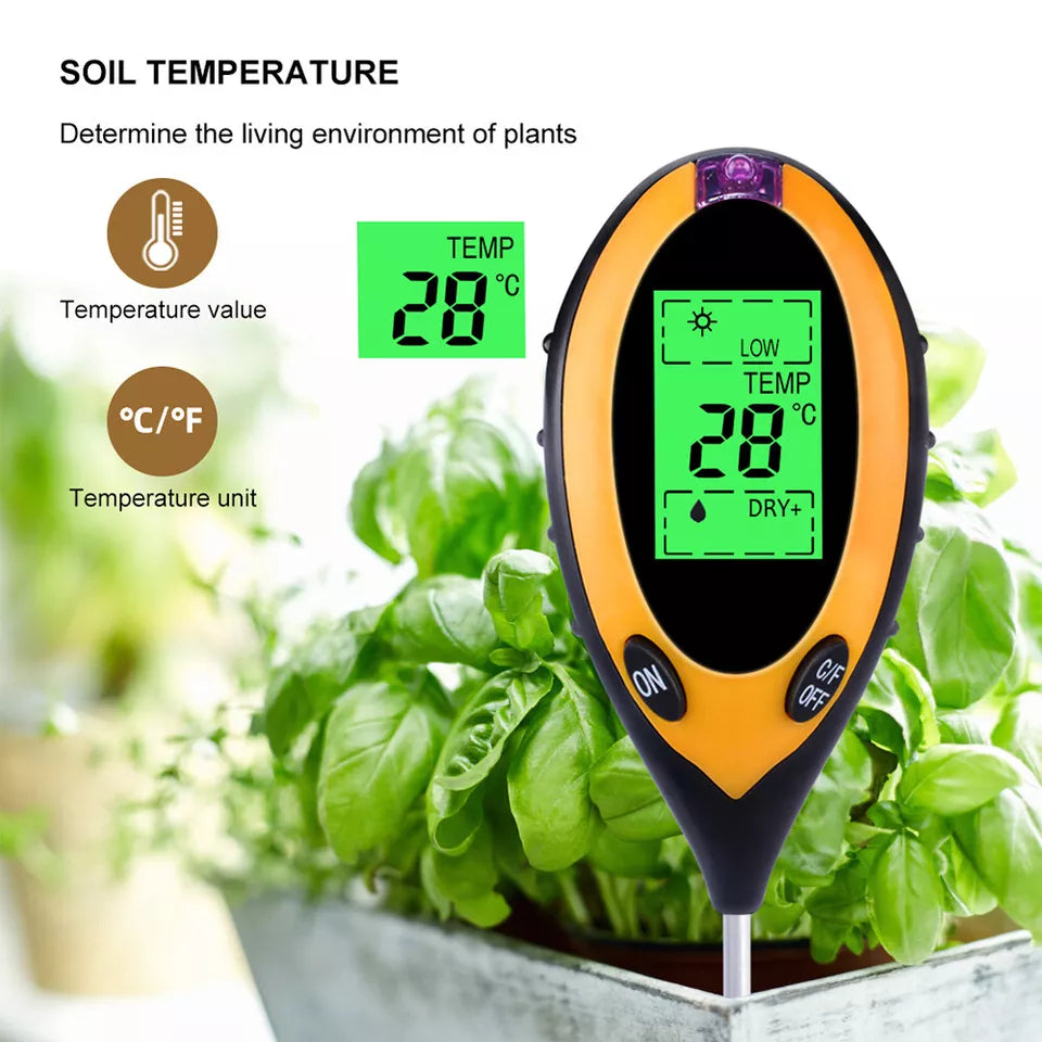 4 in 1 Digital Soil PH Tester Moisture Meter Test Kits Fits Garden Plant Lawns