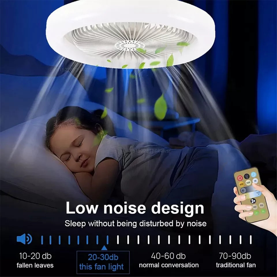 Fan with Light Adjustable Bedroom Living Room Fan Lamp Modern E27 Led Ceiling