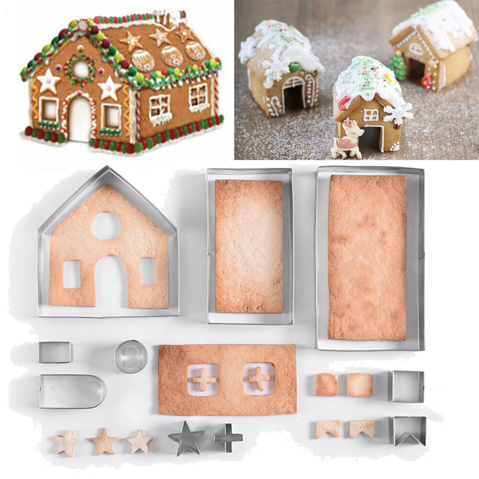 CLEARANCE- 10Pc 3D Gingerbread House Cookie Cutter Stainless Steel Christmas Biscui