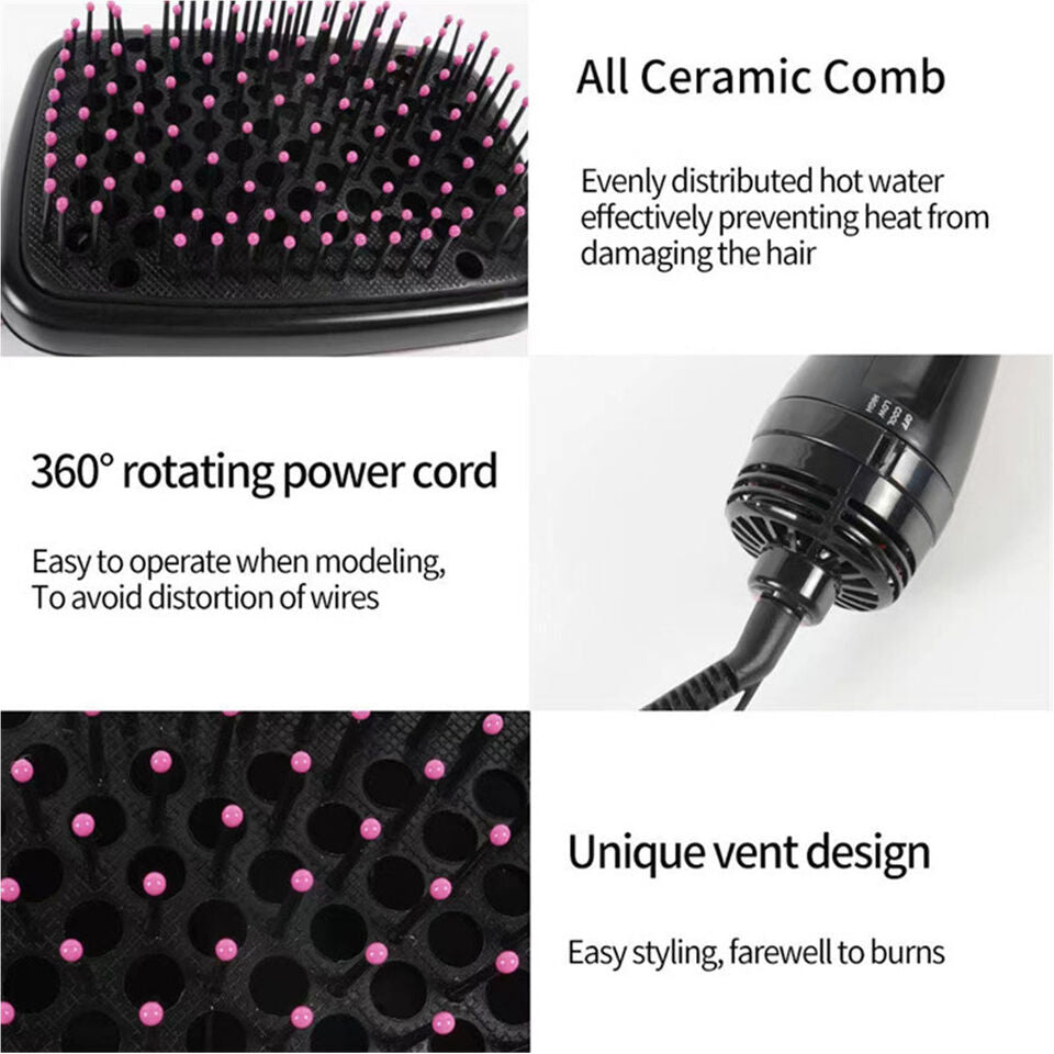 CHRISTMAS SALE- 2 In 1 Hair Dryer Brush Hair Dryer Straightener Brush Heating Blow Dryer Com