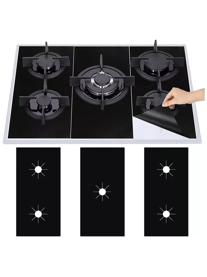 3PCS 5 Hole Gas Foil Stove Burner Protector Cooktop Cover Liner Clean Mat Pad