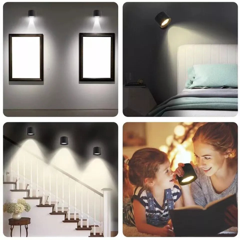 3 Colours LED Wall Rechargeable 360° Rotating Dimmable Magnetic Sconce Light