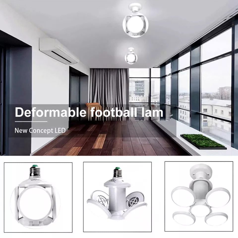 LED Folding Light Bulb Deformable Football Bulb Garage 6500K