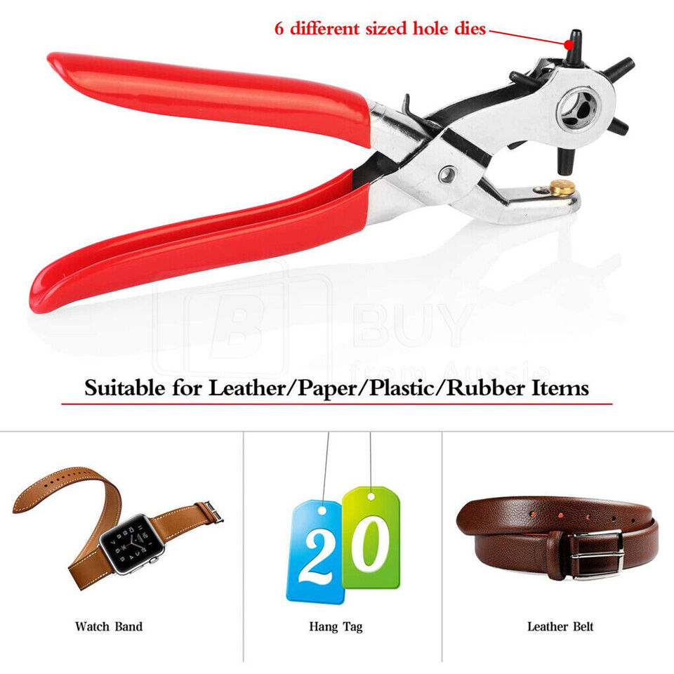 Leather Belt Eyelet Hole Punch Plier Puncher Craft Hand Tool 2mm-4.5mm Revolving