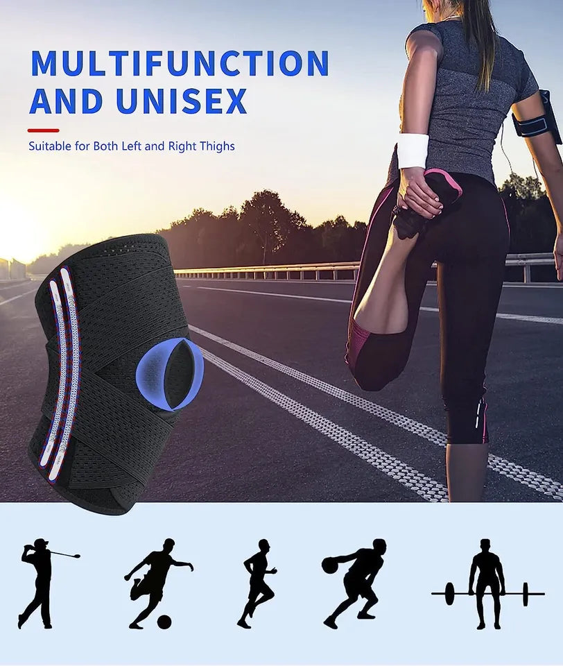 Knee Support Brace Guard Stabilizer Arthritis Wrap Open Sports Adjustable Strap