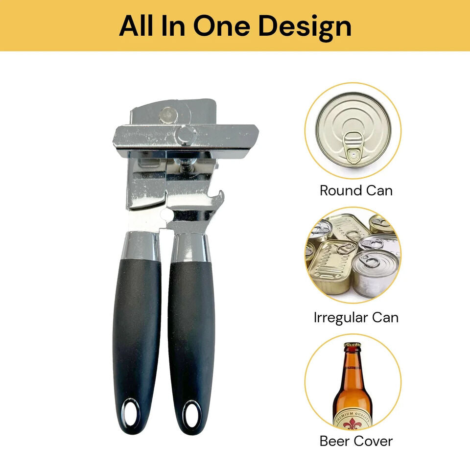 Heavy Duty Stainless Steel Tin Can Opener Cutter Easy Comfy Handle Grip Kitchen