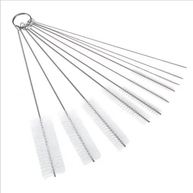 10Pcs Nylon Straw Brush with Key Ring