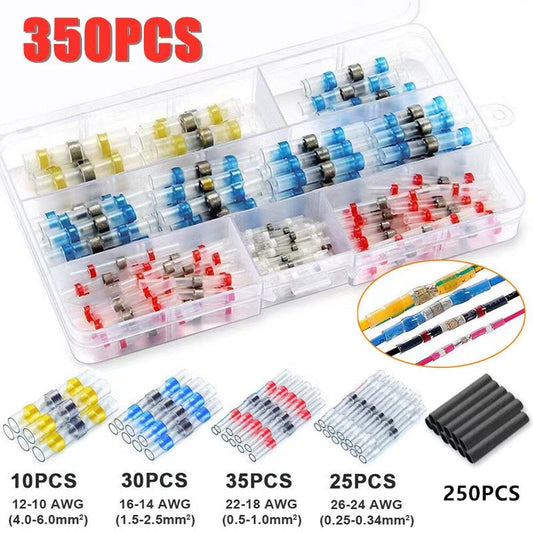 350PCS Heat Shrink Solder Wire Connectors Sleeve Seal Cable Crimps Terminals Kit