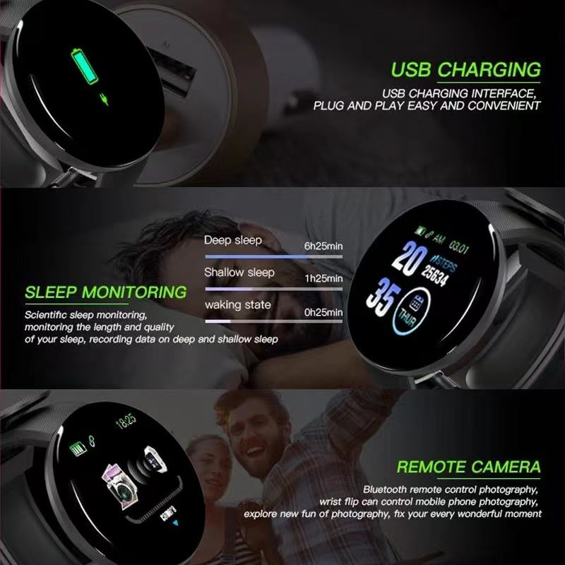 1.3 Inch Smart Watch Sports Bracelet Heart Rate Monitor Blood Pressure Fitness