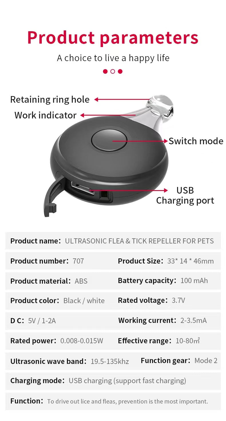 Insect Repellent Ultrasonic Pest Reject Flea Tick Lice Repeller