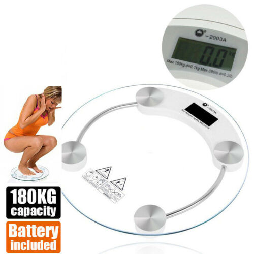 Digital Body Scale LCD Glass Weight Scales Bathroom Gym Electronic 180KG