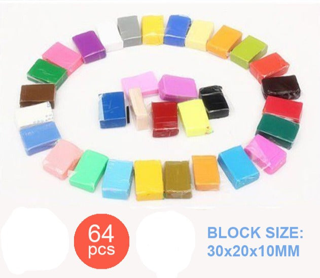 64PCS Craft Malleable Polymer Clay