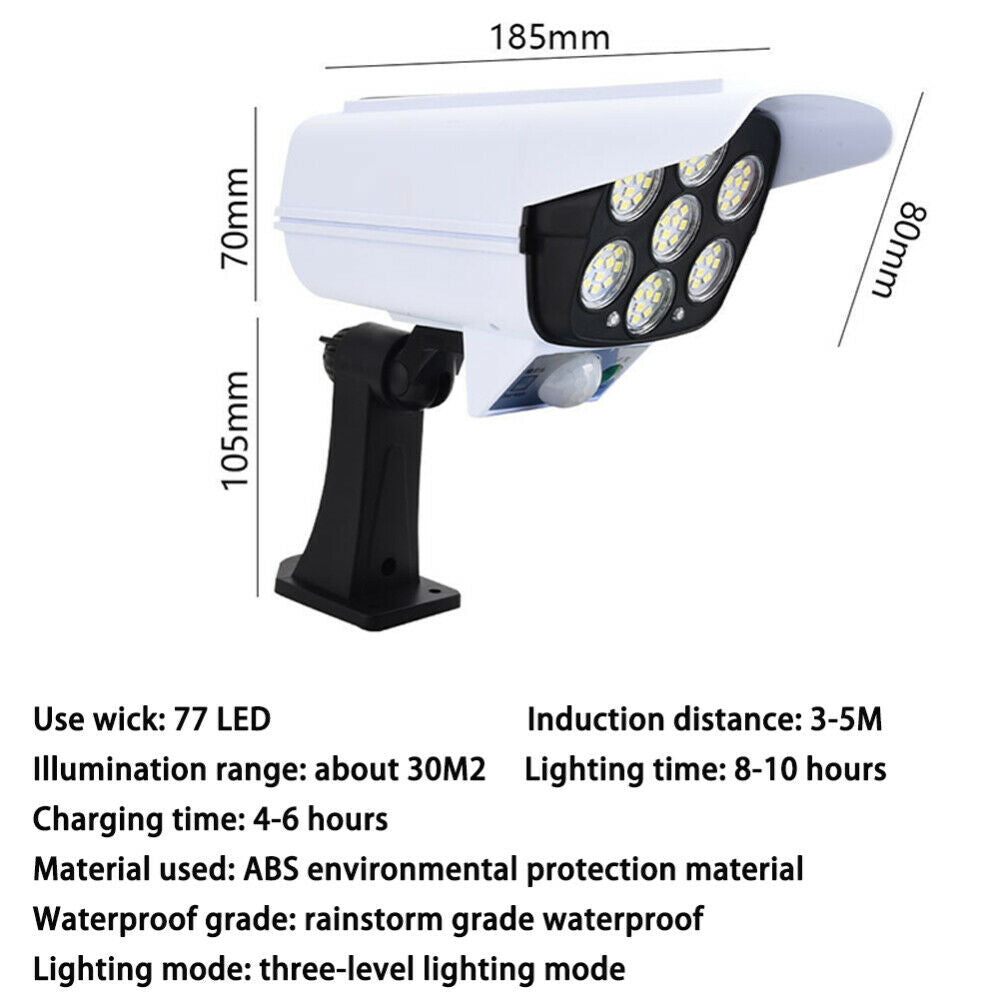 Solar Powered 77 LED Outdoor Sensor Light Fake Security Camera