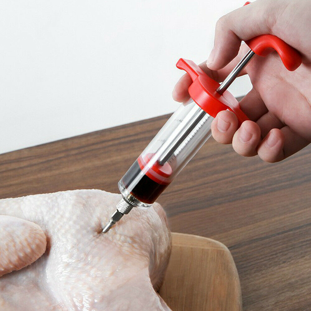 Marinade Injector Syringe Food Flavor Seasoning Meat Injection Gun Chicken BBQ