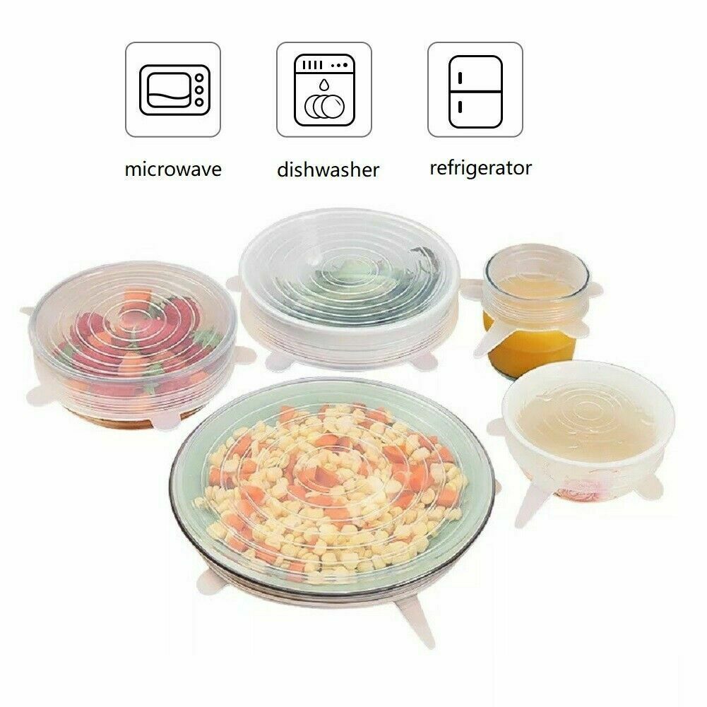 6pcs Stretch Reusable Silicone Food Cover