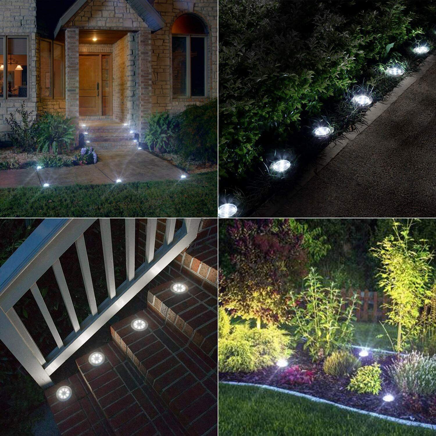 Solar Power 8LED Lights Floor Decking Outdoor Garden Lawn Path Lamp