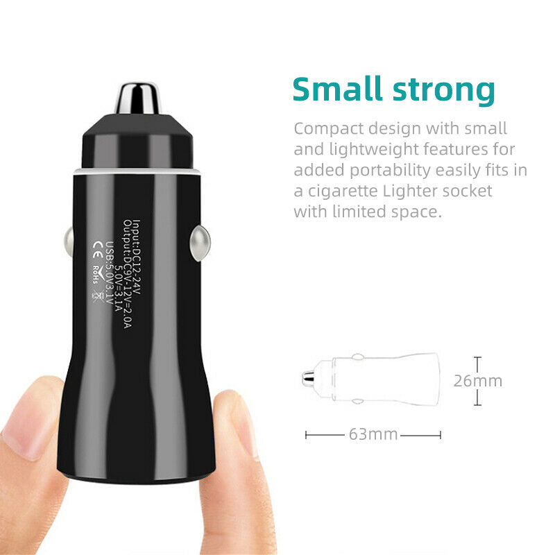 36W Dual Port Car Charger PD QC3.0 FAST Charge USB Type C Cigarette Lighter Adapter