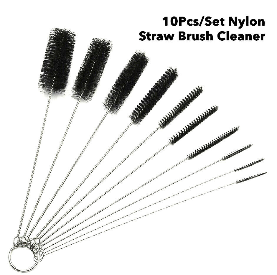 10Pcs Nylon Straw Brush with Key Ring