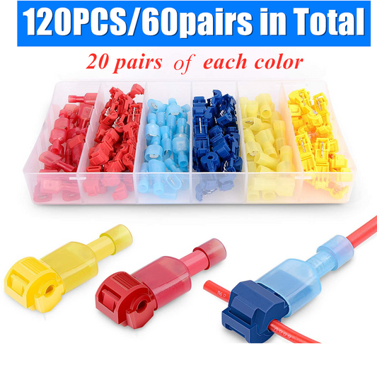 120PCS Quick Splice Cable Connector T-Tap Electrical Wire Crimp Terminal Kit