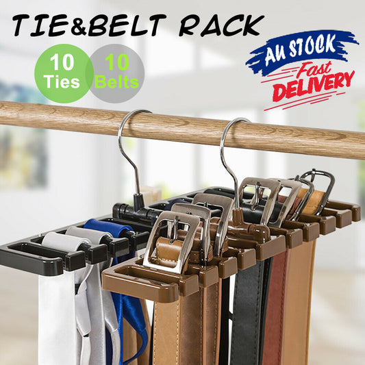 10 Holes Men Rack Organizer Belt Scarf Tie Holder Plastic Necktie Hanger