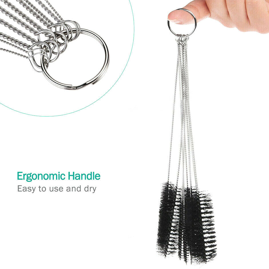 10Pcs Nylon Straw Brush with Key Ring