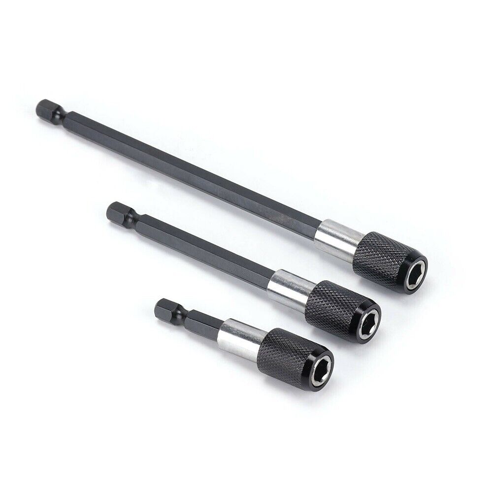 3pcs Hex Self Locking Extension Extender 60 100 & 150mm Magnetic Shaft Drill Bit