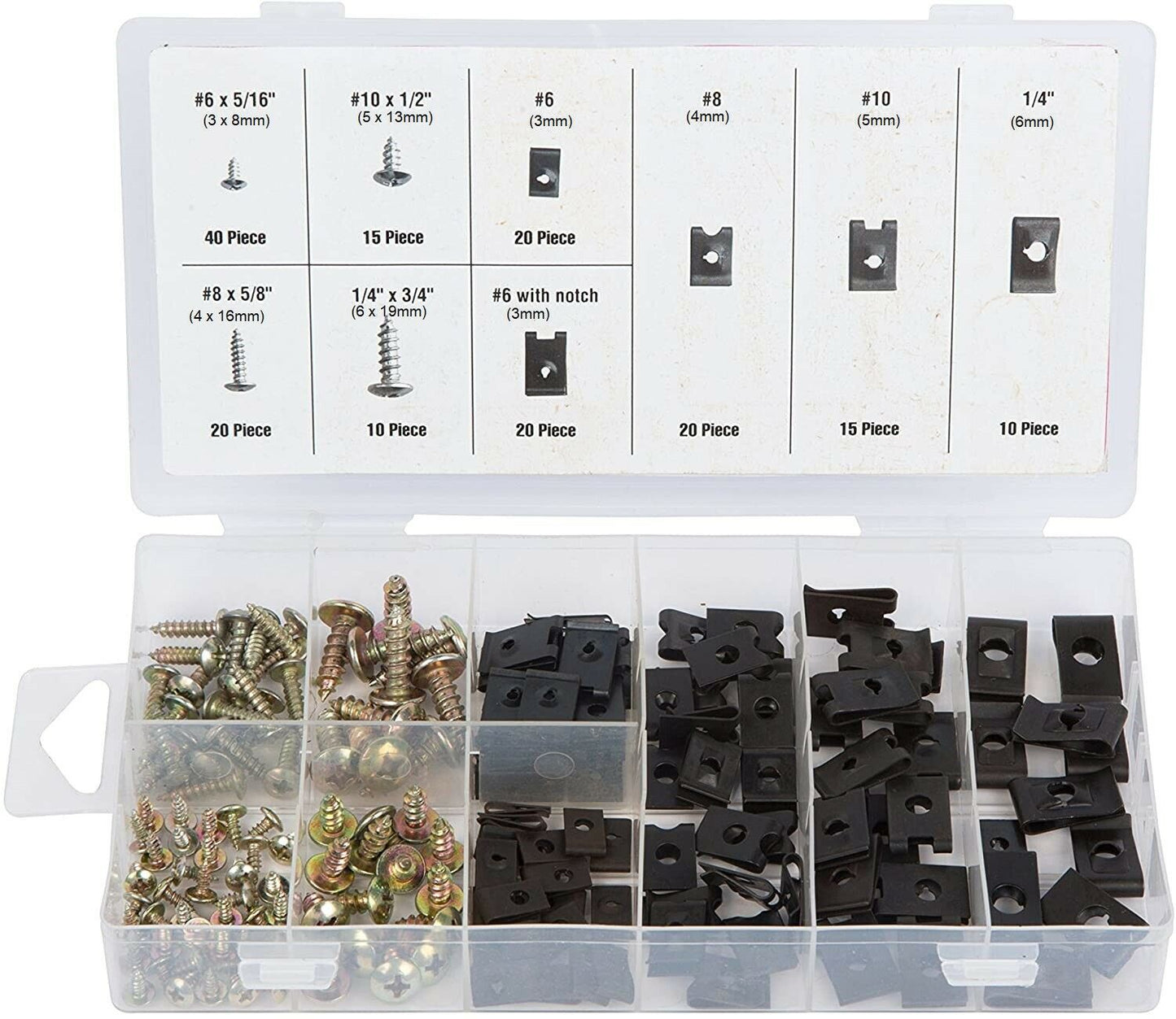 170PCS U-Clip Round Head Taping Screw Assortment Interior Door Trim Panel Clips