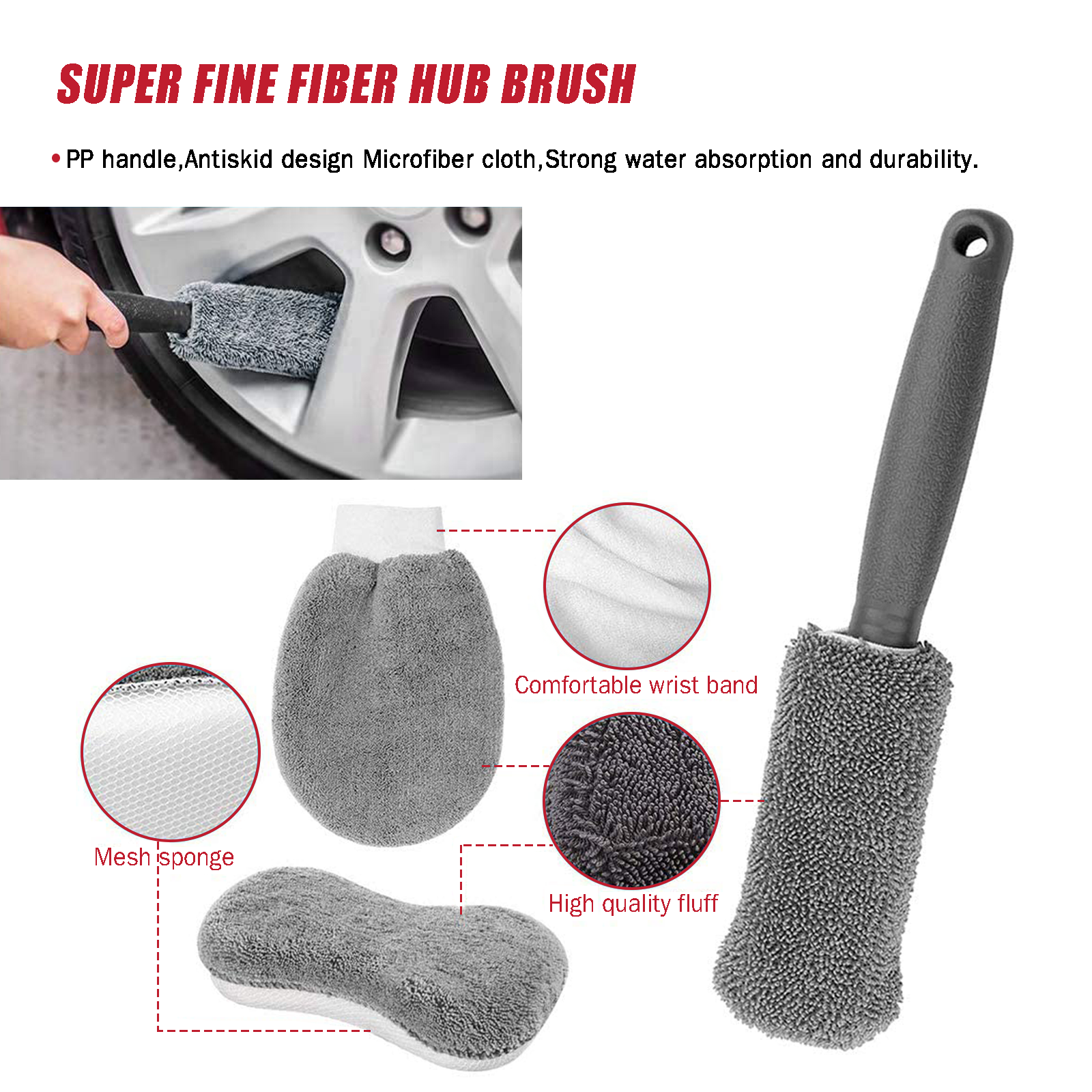 9PC Microfiber Wash Cleaning Care Tools Kit