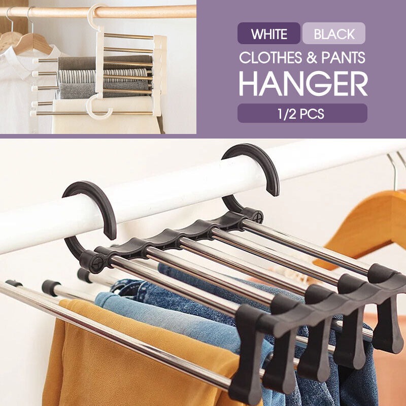 5 in 1 Multi-functional Pants rack Stainless-Steel Wardrobe Magic Hanger