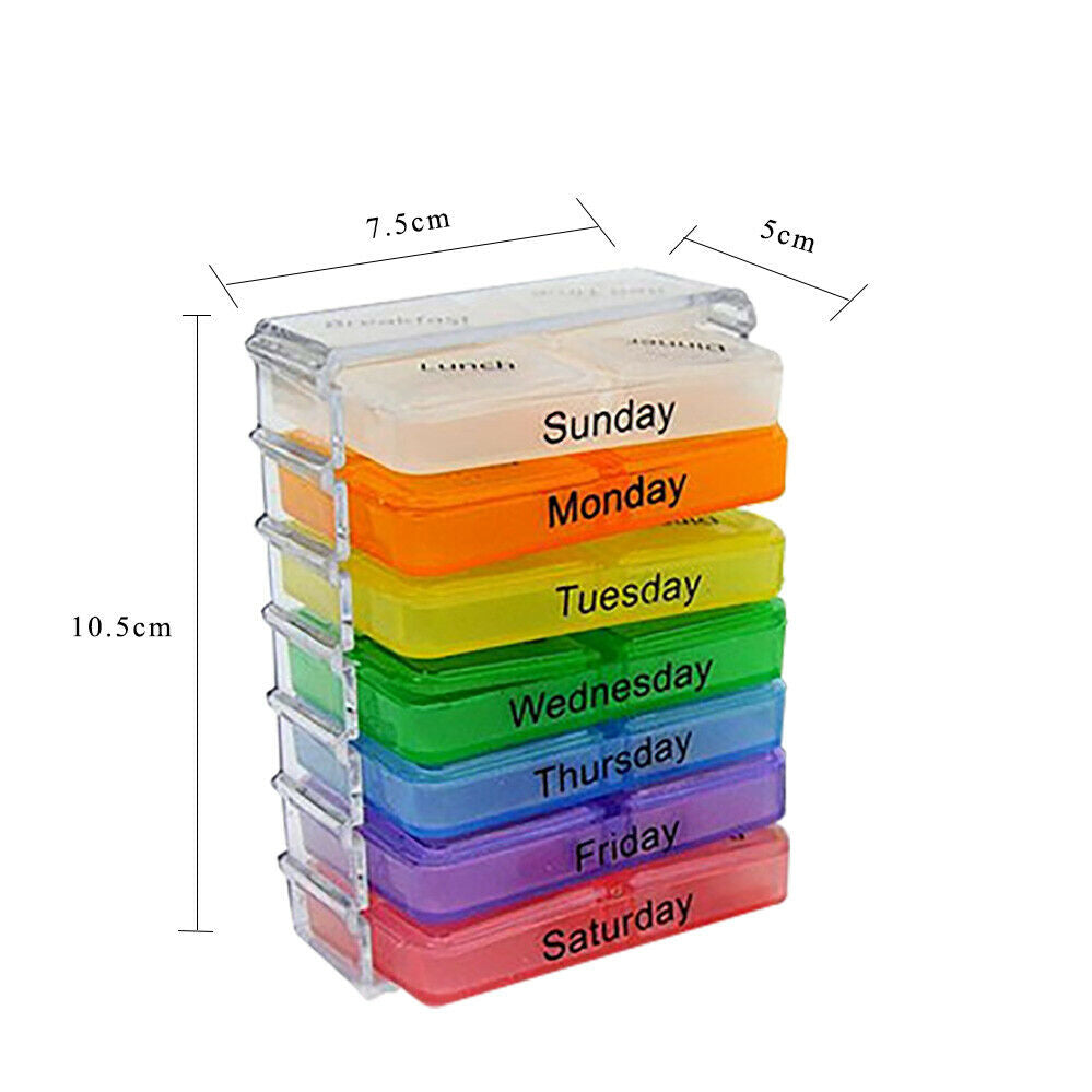 7 Day Pill Box Weekly Medicine Storage Tablet Container Case Organizer Dispenser