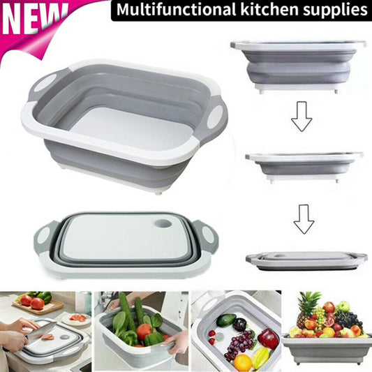 CLEARANCE- 4 in 1 Folding Chopping Cutting Board Multifunctional Tool Sink Drain Basket NEW