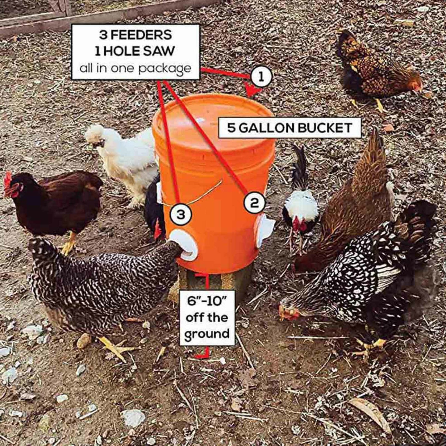 CLEARANCE- Chicken Feeder Poultry Pro Feeder DIY Port PVC Gravity Fed Chicken Feeder