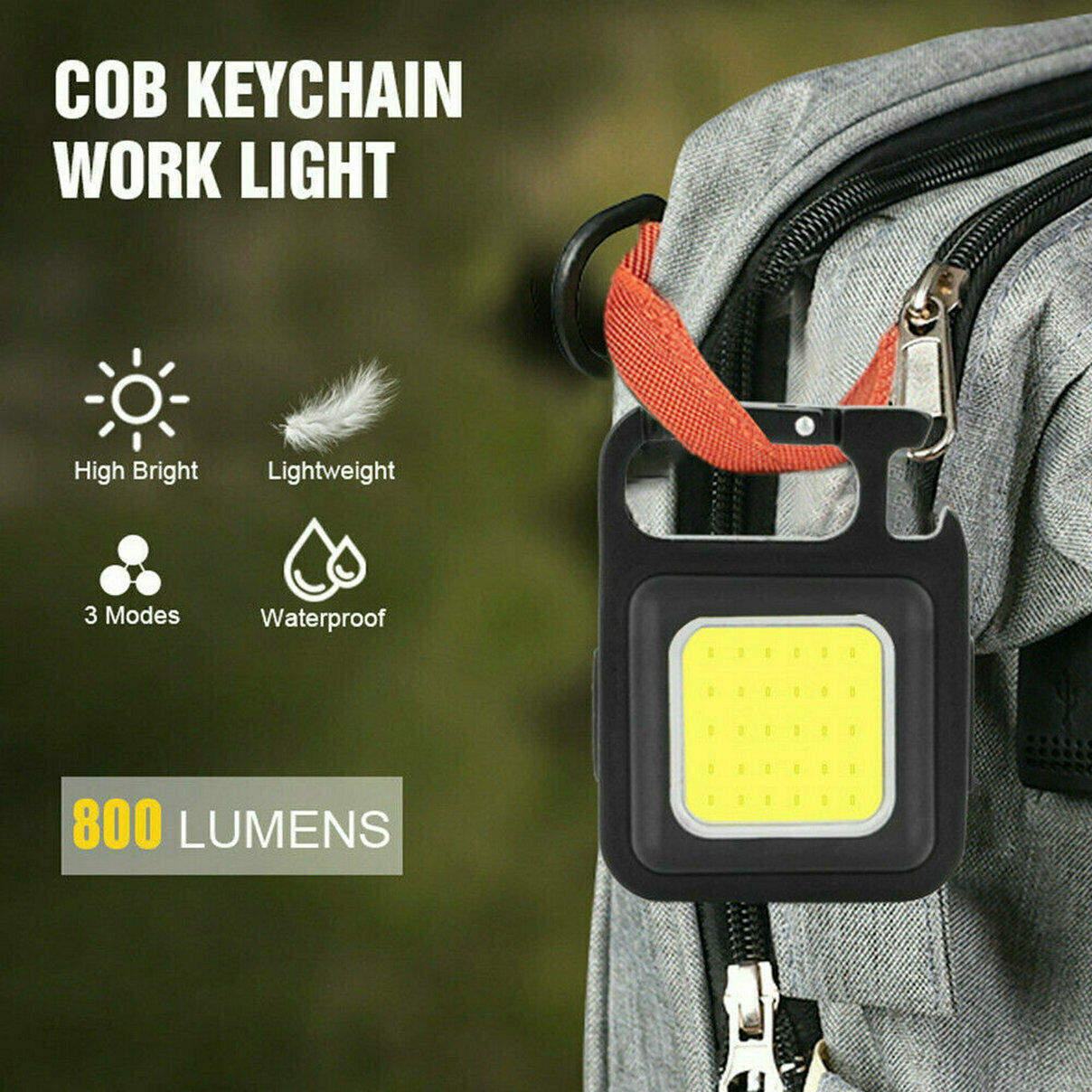 800 Lumens Mini COB Flashlights Bright Rechargeable Keychain Small Flashlight