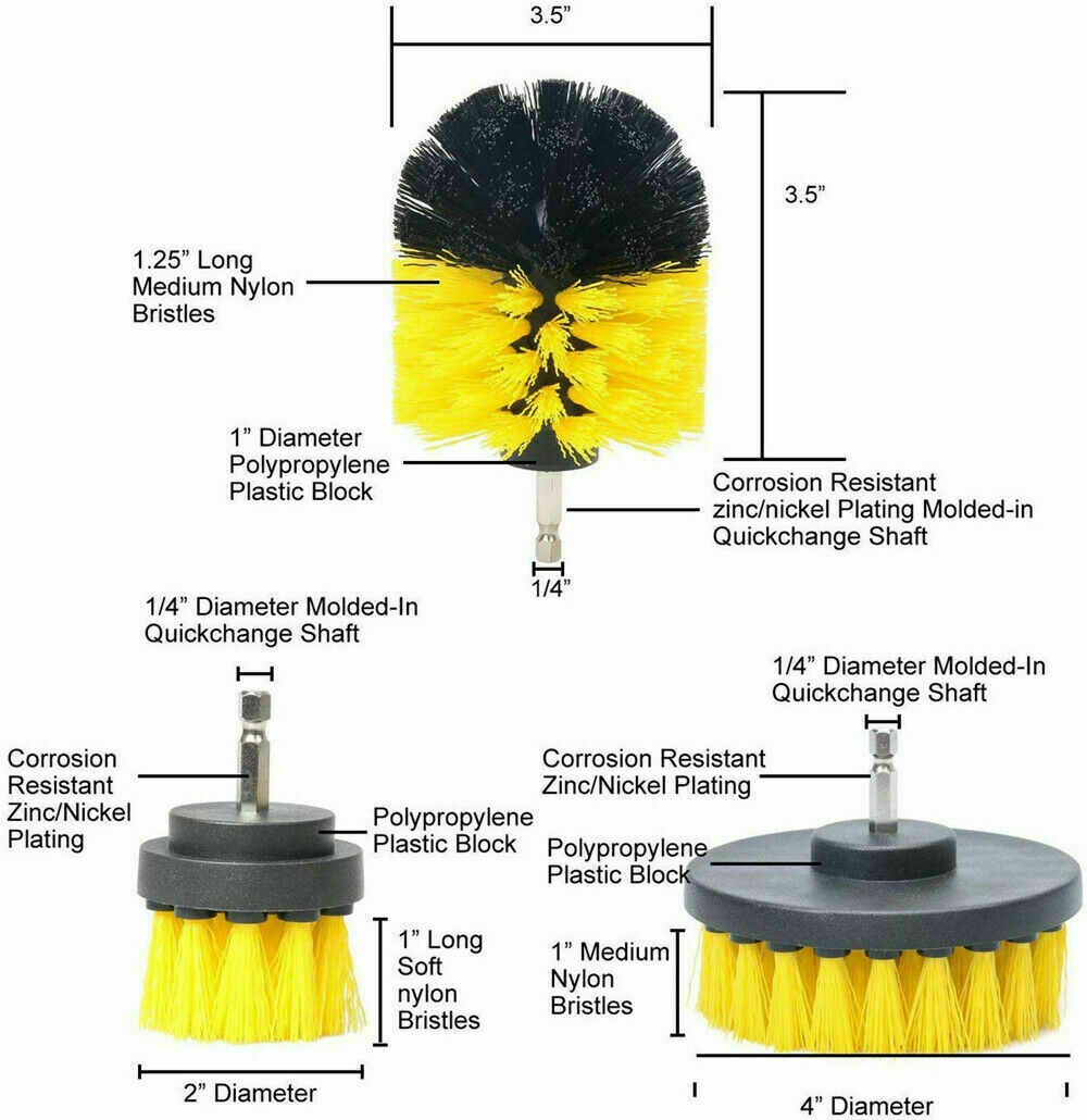 3pcs Scrubber Grout Cleaning Drill Brush Tool Kit