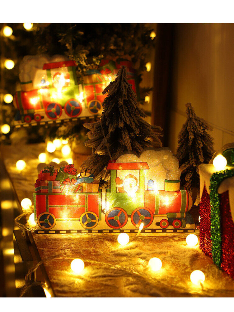 Santa Claus Christmas Window Hanging Lights Xmas Atmosphere Scene Festive Deco