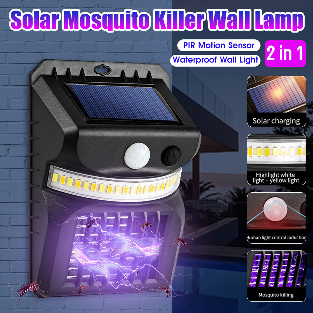 2-in-1 Solar Mosquito Killer Lamp PIR Motion Sensor Wall Light Garden Lawn