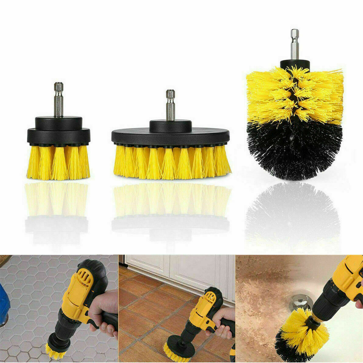 3pcs Scrubber Grout Cleaning Drill Brush Tool Kit