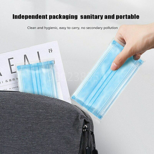 CLEARANCE- 50x Individual Packed 3 Layer Protective Disposable Medical Face Masks