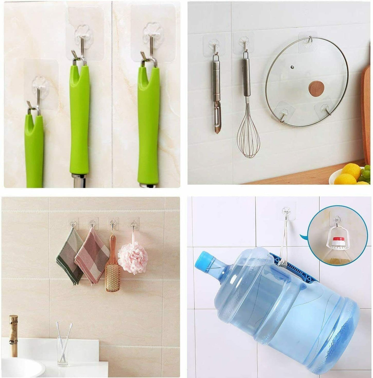 10pc/20pc Clear Seamless Adhesive Hook Strong Stick Wall Hook Load Kitchen Hanger