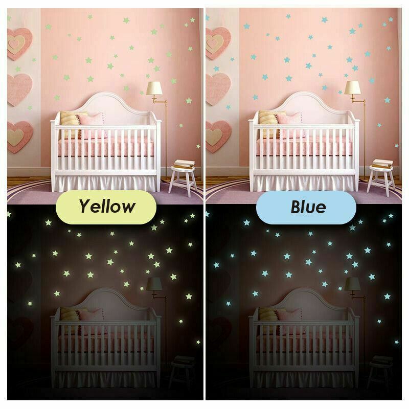 100PC Kids Fluorescent Glow In The Dark Stars Beauty Night Wall Stickers