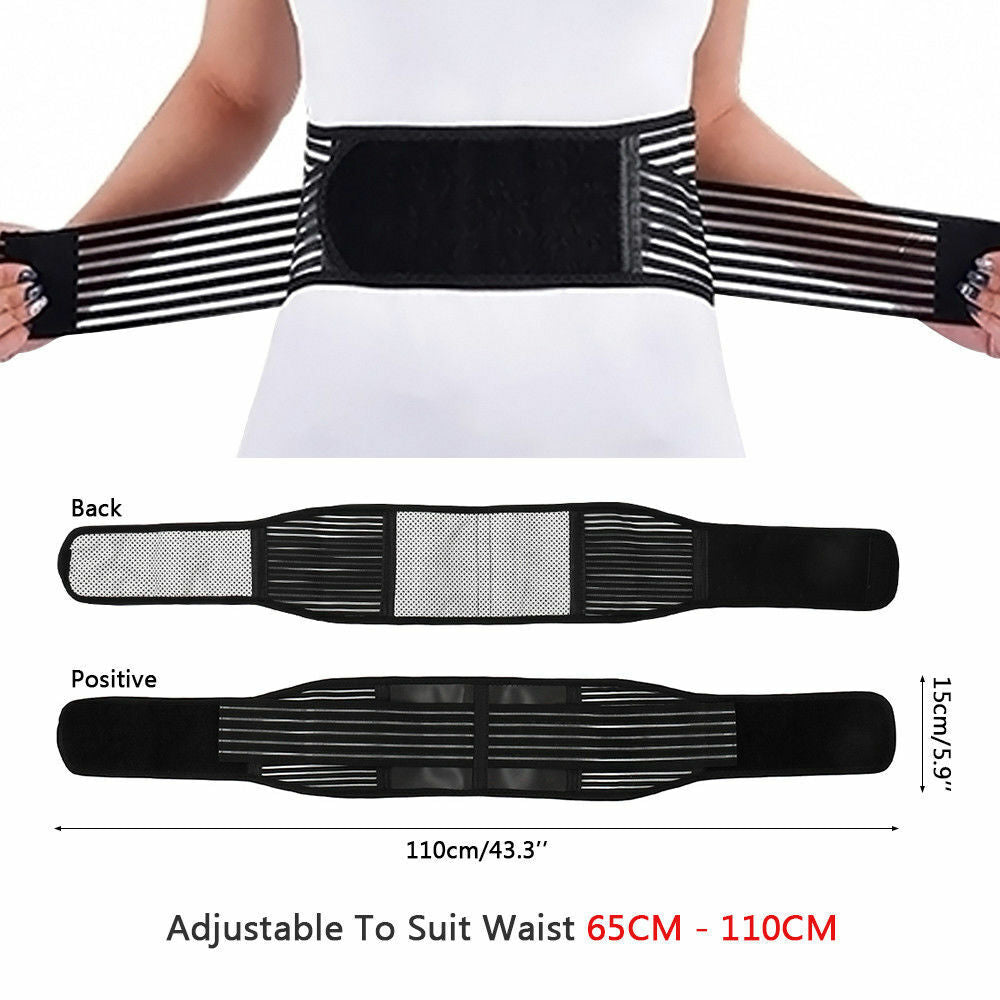 Lumbar & Lower Back Support Belt Brace Strap Pain Relief Posture Waist Trimmer