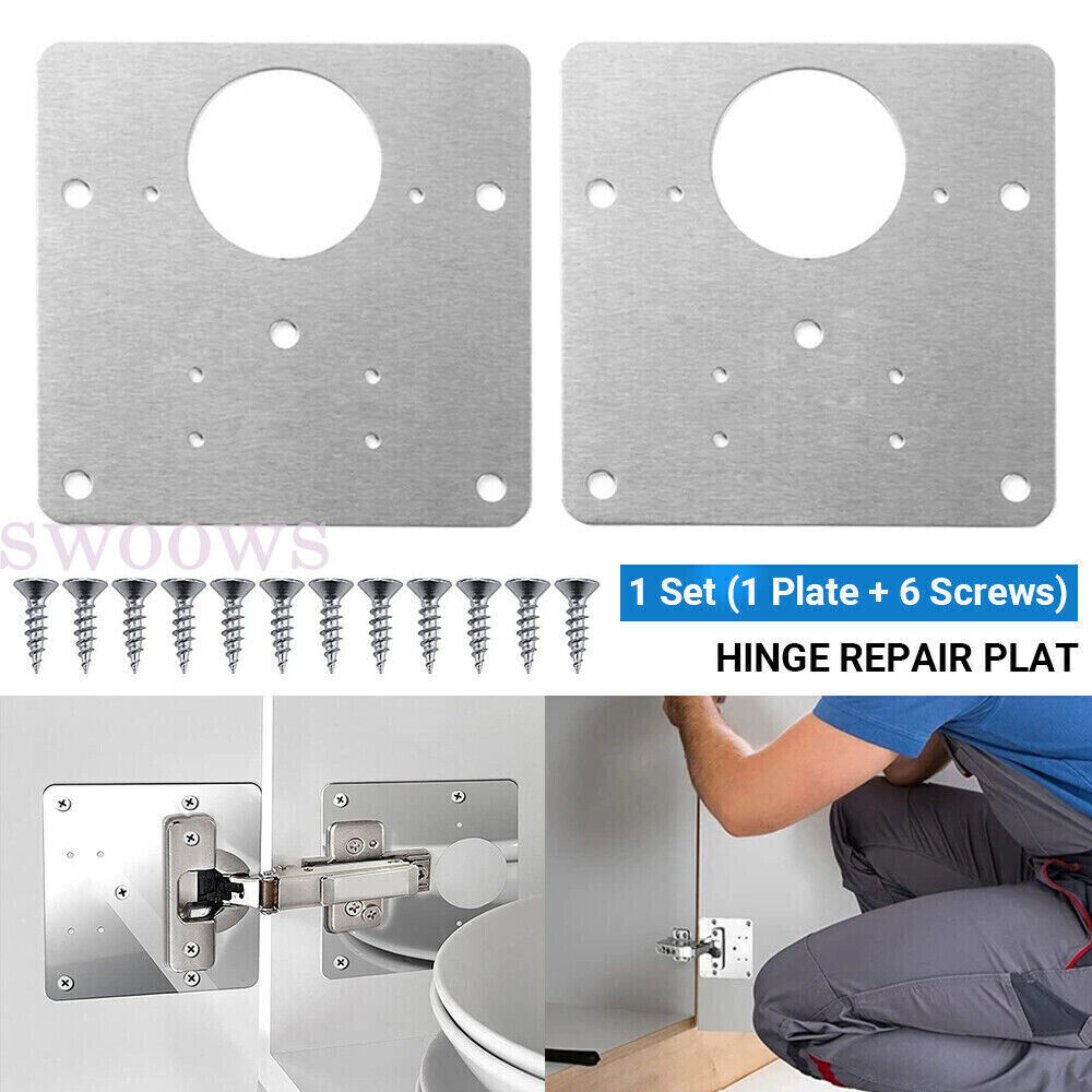 2 Sets Hinge Repair Plate Rust Resistant Steel Furniture Cupboard Repa