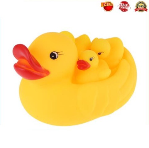 4pcs/Set Vinyl Cute Lovely Mummy Baby Squeaky Ducks Bath Toy